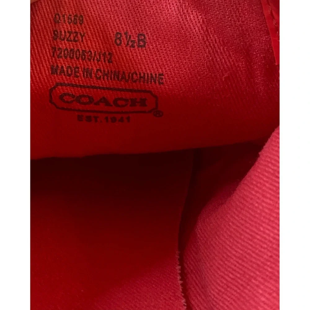 Coach Suzzy AUTHENTIC‎ Signature C Embossed Patent Leather Coral/Red Women's 8.5